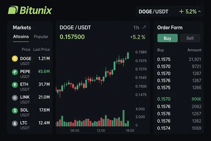 Bitunix trading dashboard