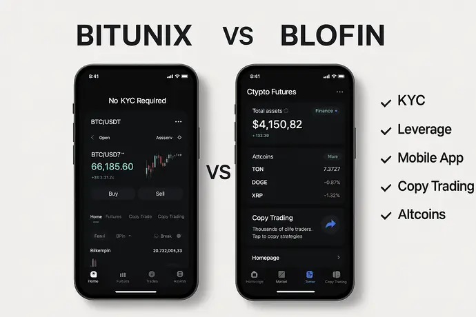 Bitunix and Blofin crypto trading platforms side-by-side comparison