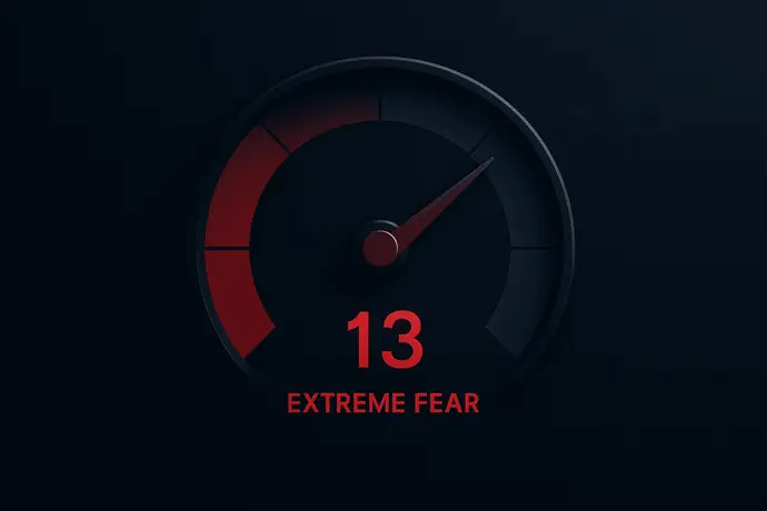 Crypto Fear and Greed Index at 13 showing Extreme Fear for February 2026