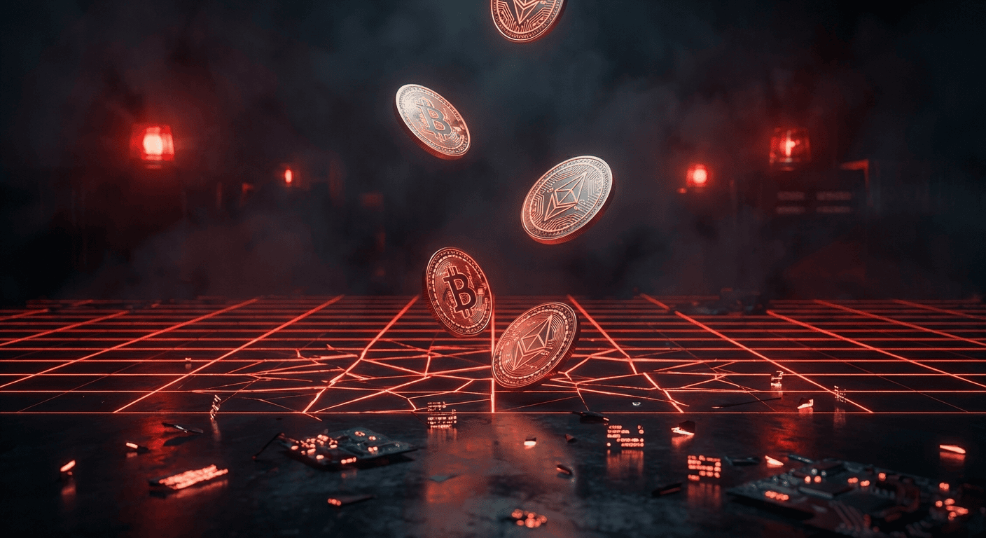 Visualization of common crypto leverage trading mistakes leading to liquidation