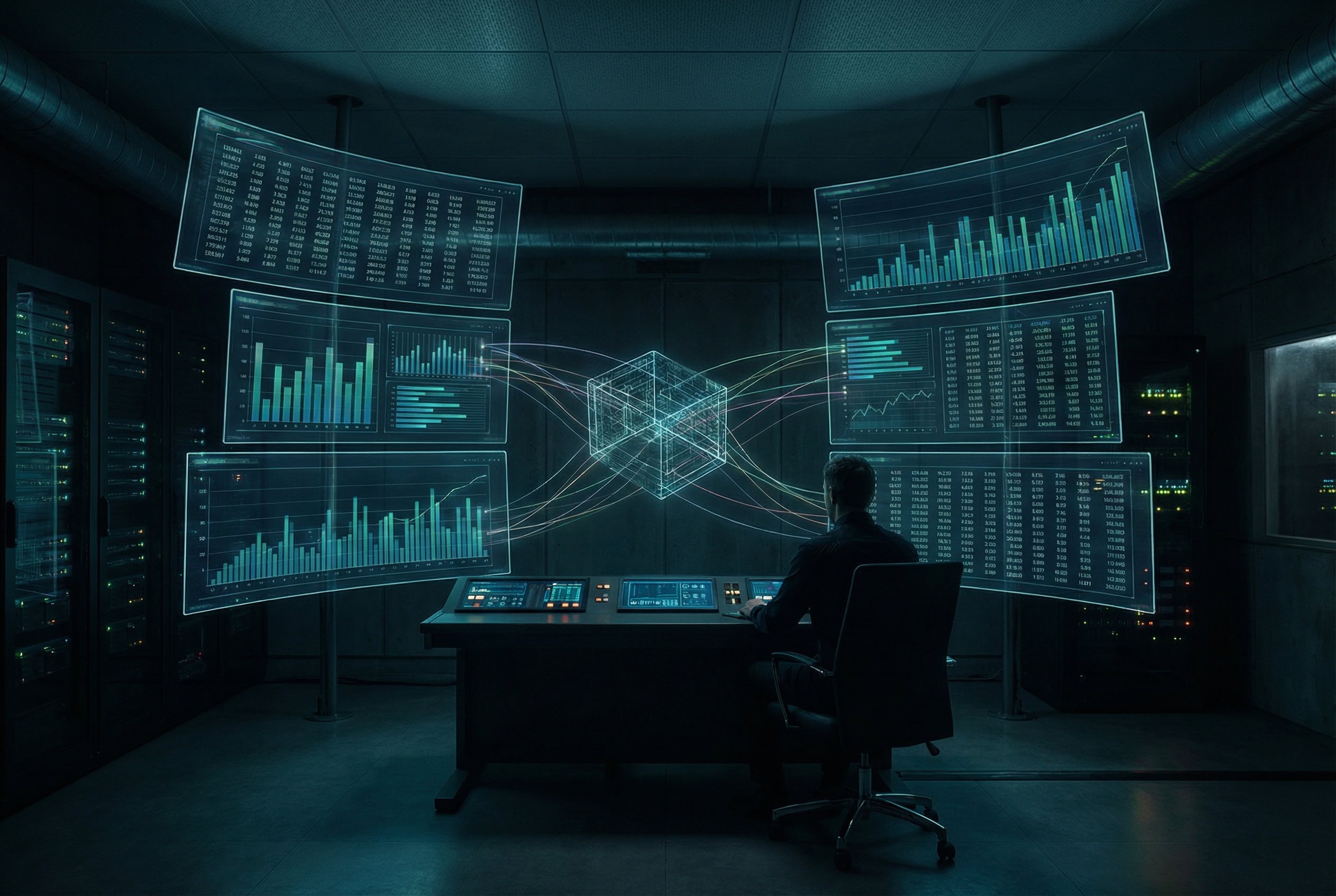Dark trading desk showing exchange screens and arbitrage spreads for crypto arbitrage bots