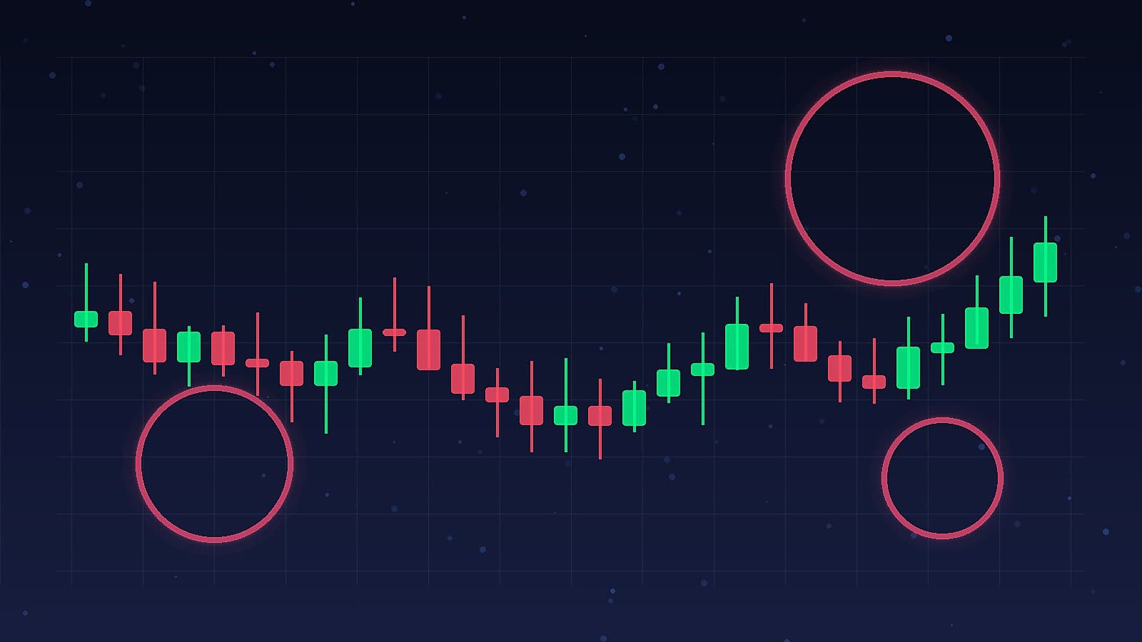 Abstract altcoin risk dashboard with dark market chart