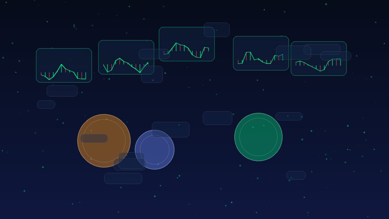 Abstract dashboard for comparing crypto exchange fees security and liquidity