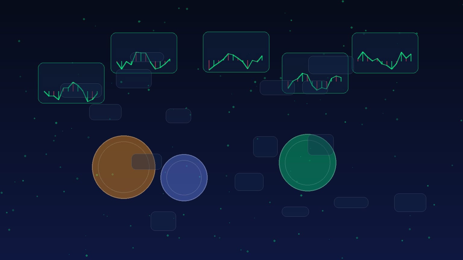 Abstract crypto trading risk and liquidity visualization