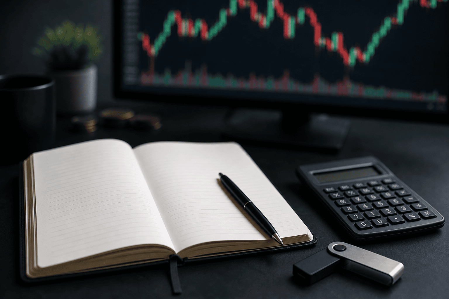 Notebook and hardware wallet for crypto futures risk management