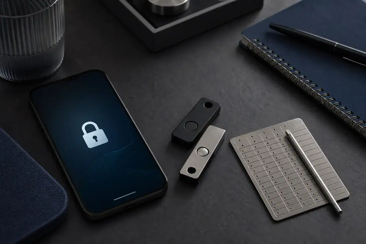 Security keys and hardware wallet for crypto account protection