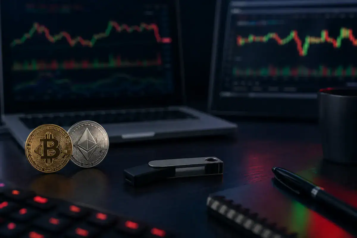 Bitcoin and Ethereum market desk during the July 17 2026 weekly recap