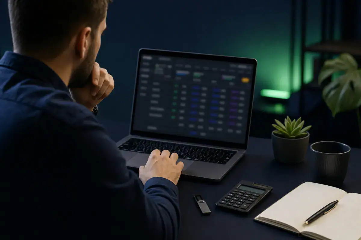 Trader reviewing crypto exchange fee tiers